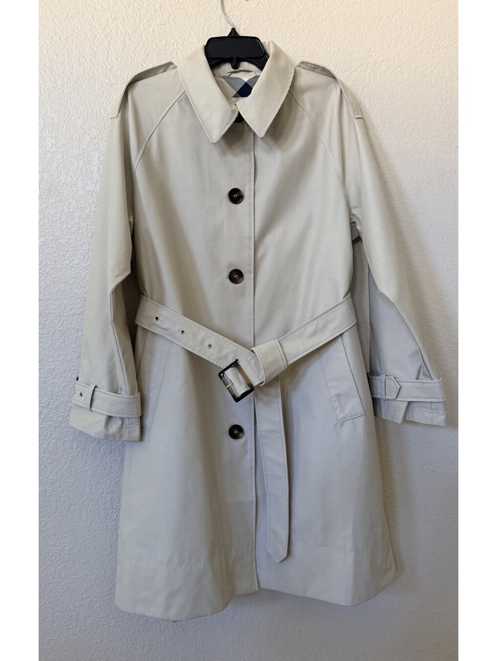 New Barbour Maia Water Repellent Cotton & Nylon Trench Coat Mist Size 8 $598